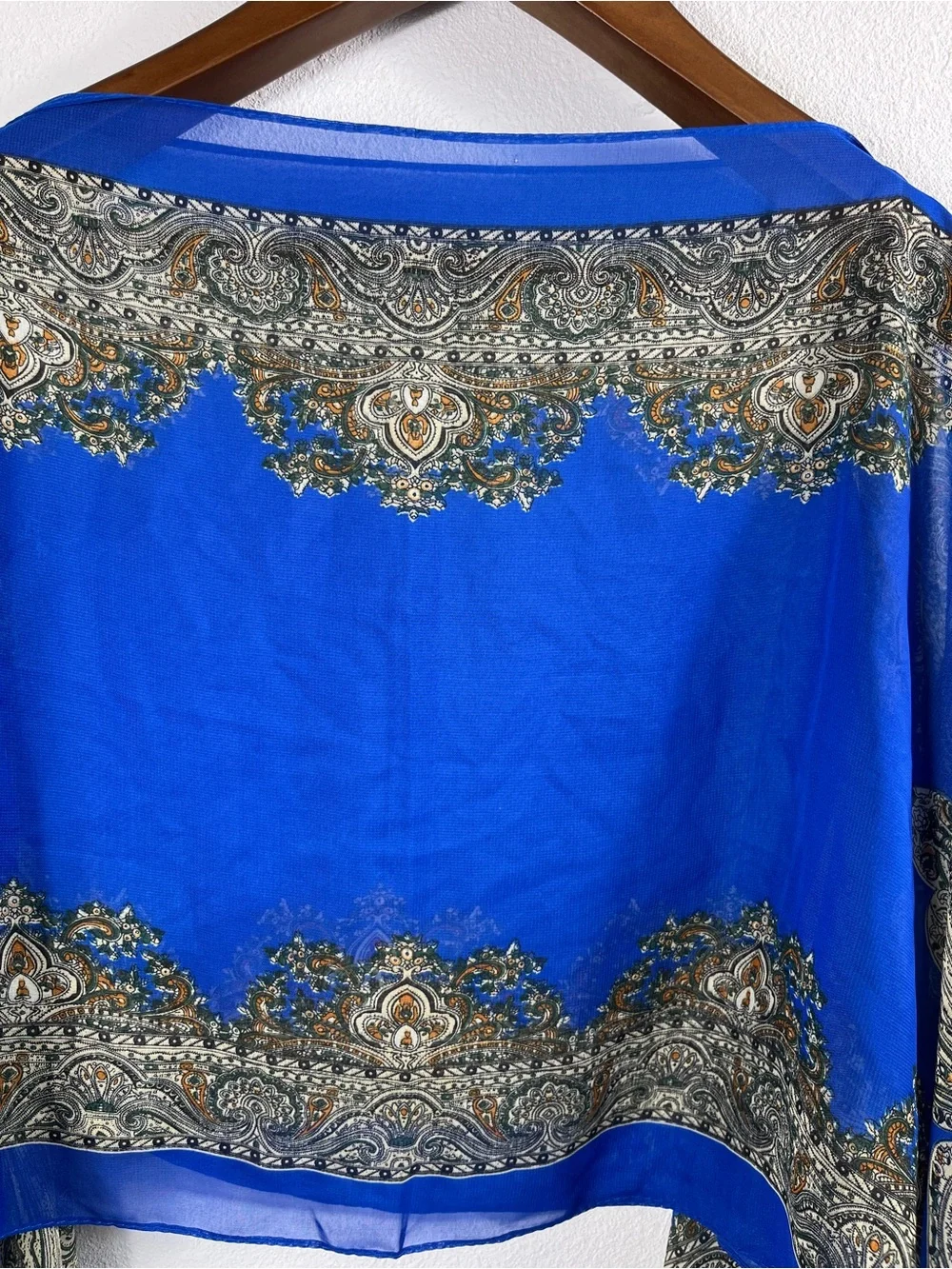 Y2K Women's Blue Chiffon Sheer Scarf Blouse Top One Size